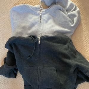 Two Brandy Melville Cropped Zip Up Hoodies
